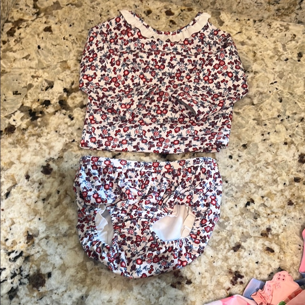 Janie and Jack Floral Baby Swim Set with Ruffles